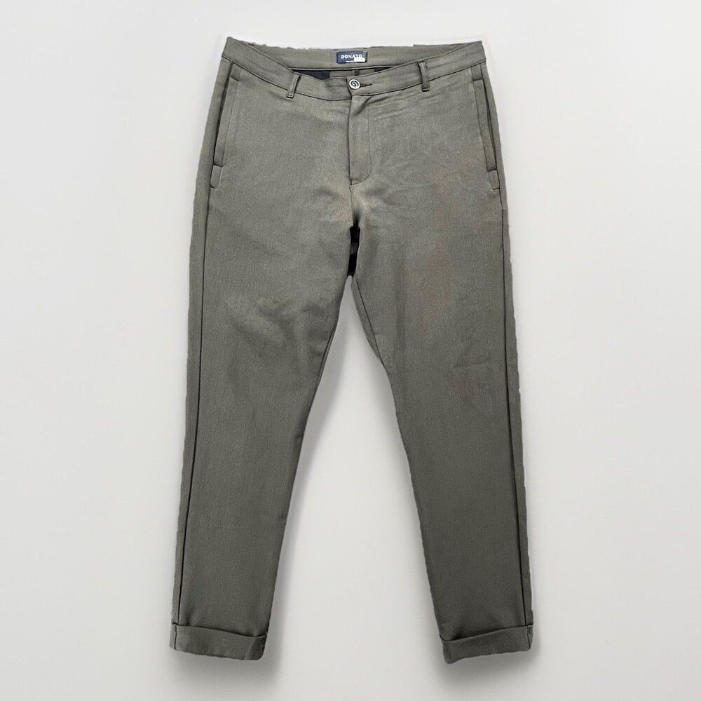 Donato Cotton Casual Chino Green Pants Made‎ In Portugal Size 44 Measures 34x30